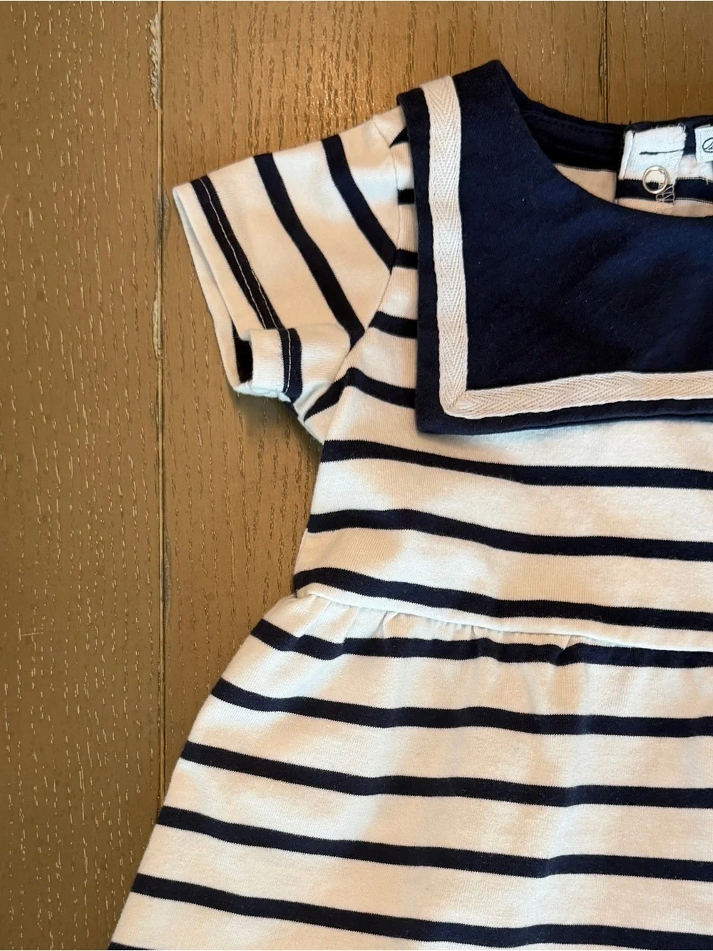 Sperry Baby Girls’ Short-Sleeve Nautical Navy Stripe Sailor Dress • Size 12M